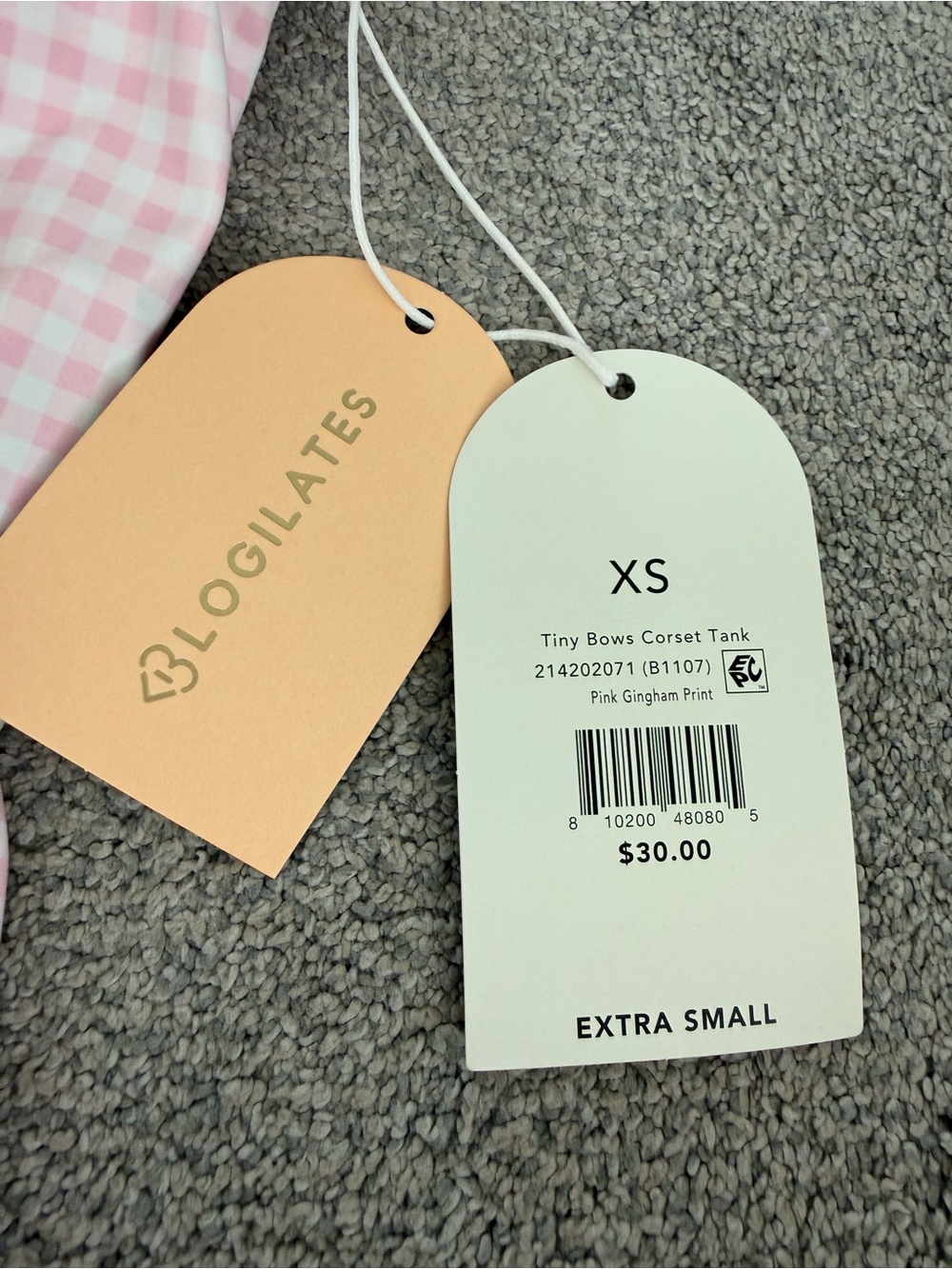 Blogilates Pink Gingham Tiny Bows Corset Tank - Picture 6 of 6